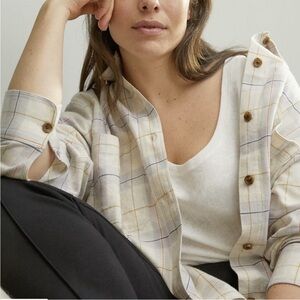 Everlane Beige Plaid Button-Down Shirt